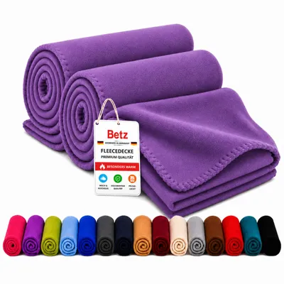 Produktbild von Betz Fleecedecke 2 Stück 130x170 cm 180g/m² – Weiche Wohndecke & Kuscheldecke – Flauschige SofadeckeTagesdecke – Leicht, wärmend & pflegeleicht - lila, KI-generiertes Bild