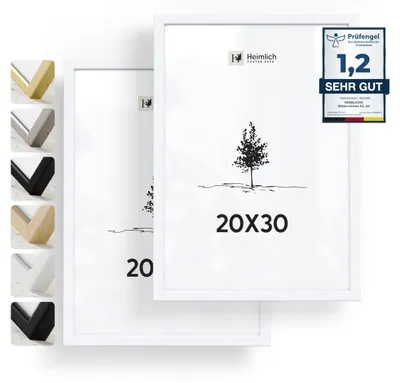 Fotorahmen 20x30 cm, Weiß, 2er-Pack – Holzrahmen für Dokumente