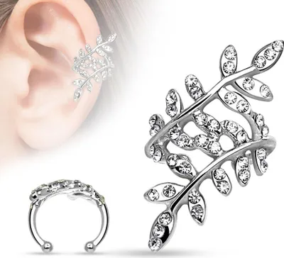 Produktbild von Ear Cuff Ohrklemme Blätter Klar