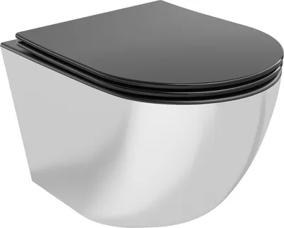 Produktbild von Mexen Lena WC-Schüssel Randlos mit slim Sitz und Absenk-Automatik, duroplast, Schwarz matt/Silber - 30224074