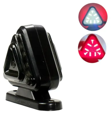 Immagine prodotto di Luce di posizione a LED colorata, a forma di cornetta, 12–24 V, bianco-rosso, forma triangolare – per rimorchi, pianali, autocarri ecc.