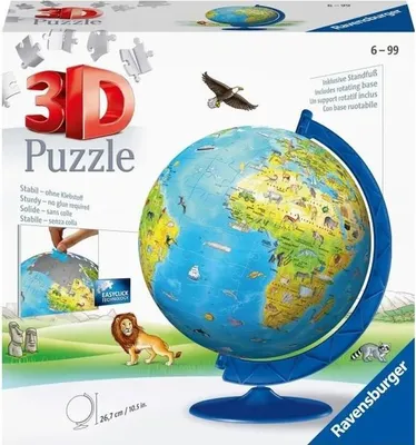 Image de Puzzle 3D Globe Terrestre, 180 Pièces, Ravensburger, Éducatif, Sans Colle, 20 cm Diamètre, Dès 7 Ans