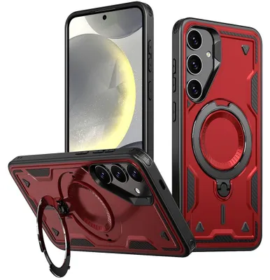 Produktbild von Samsung Galaxy S24 FE Hülle - Coverup Armor Back Cover met MagSafe Compatible Kickstand - Rot