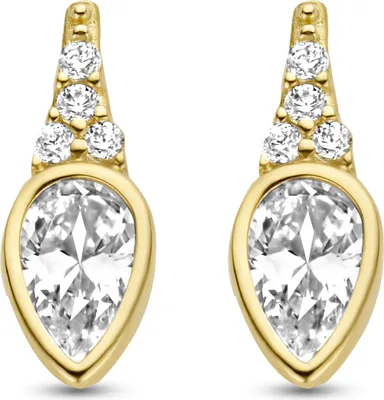 Produktbild von New Bling 9NBG-0270 Gold-Ohrstecker - Damen - mit Zirkonia-Steinen besetzt - 9,6 x 3,5 mm - 14 Karat - Gold