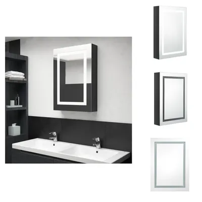 Produktbild von vidaXL LED-Spiegelschrank fürs Bad Glänzend Schwarz 50x13x70 cm -  Badezimmerwaschtische