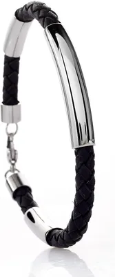 Produktbild von Karisma Männer Leder Armband Schwarz Mit Edelstahl Elementen SB7714S.20cm