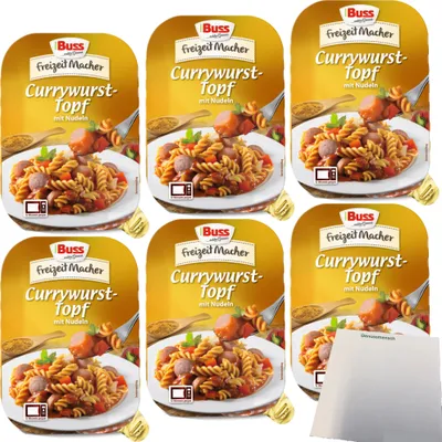 Produktbild von Buss Freizeitmacher Currywursttopf mit Nudeln und Paprika 6er Pack (6x300g Packung) + usy Block