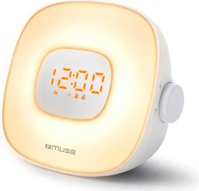Produktbild von Muse ML-198 CR. Radiowecker mit Lichtern und Klängen of Nature. Digitales FM-Radio mit 20 Voreinstellungen. LED-Anzeige, Dual Alarm.