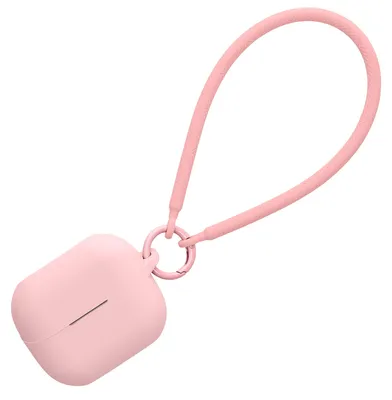Produktbild von kwmobile Hülle kompatibel mit Samsung Galaxy Buds 3 / Galaxy Buds 3 Pro Kopfhörer - Silikon Schutzhülle Etui Case Cover - mit Handschlaufe Altrosa