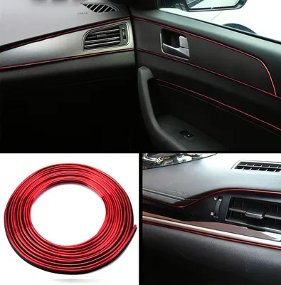 Immagine prodotto di rotolo da 5 m di modanature decorative per interni di auto in rosso metallizzato