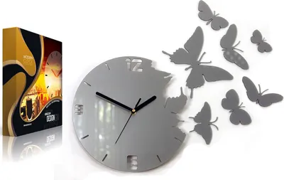 Produktbild von ModernClock, wanduhr, Schmetterling Wanduhr, Uhr, Aluminium, 60cm x 45cm