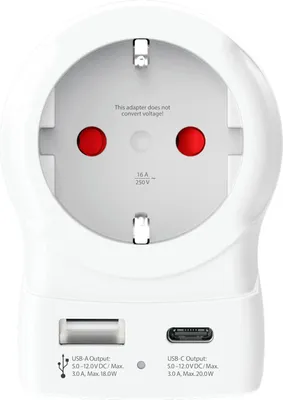 Image de Adaptateur voyage USB A + USB C PD Europe vers USA Blanc Skross