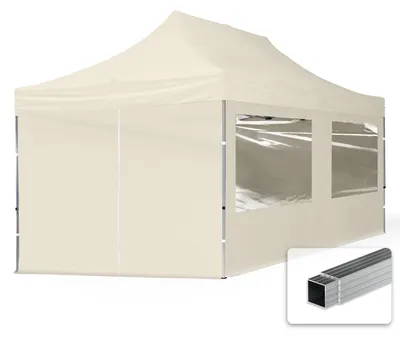 Obrázek produktu pro Nůžkový stan 3x6 m, hliník, vč. 4 bočnic krémová