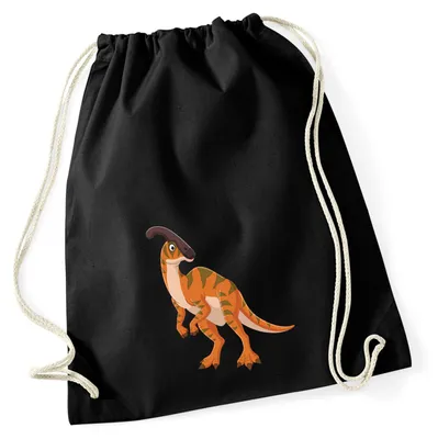 Produktbild von Huuraa Turnbeutel Parasaurolophus Dinosaurier 12 Liter Black Baumwolle Rucksack Geschenkidee