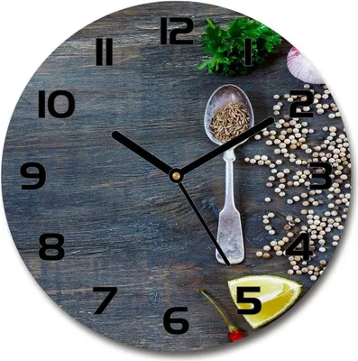 Produktbild von Wanduhr aus Glas 30fi Glasbild Glasuhr Gehärtetes Glas - schwarze-zeiger - Spices and herbs