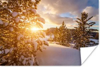 Produktbild von MuchoWow® Poster Eine Winterlandschaft bei Sonnenuntergang 60x40 cm - Schlafzimmerdekoration