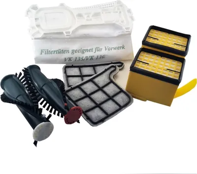 Produktbild von 24 Staubsaugerbeutel + 4 Filter + Bürsten passend für Vorwerk Staubsauger Kobold 135 136