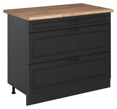 Produktbild von Küchenunterschrank Vicco R-Line Anthrazit Landhaus/Anthrazit 100 cm Arbeitsplatte Goldkraft Eiche, Model 71572
