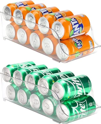 Obrázok produktu pre Organizér na plechovky Stohovateľný plastový zásobník na plechovky do chladničky 2-pack
