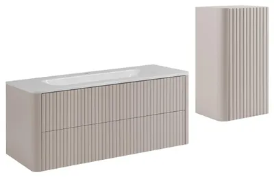 Produktbild von Badmöbel-Set mit Waschbecken und Midischrank, Kaschmir, 120 x 48 x 44 cm