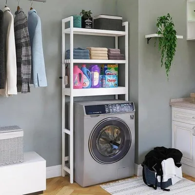 Immagine prodotto di Organizer da vasca in bambù - Organizer da bagno regolabile a 3 ripiani - bianco