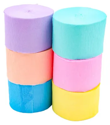 Krepppapier-Girlanden, 6 Rollen, 6 Farben, 22m x 4,5cm