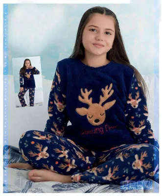 Produktbild von Kinder Pyjama POLAR Schlafanzug Marineblau 9-10 Jahr 2-Teiler Langer Warmer Nachtwäsche S-69