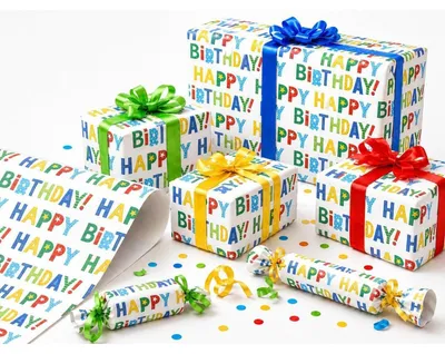 Immagine prodotto di Carta da regalo per compleanno, 6 fogli, multicolore, 50 x 70 cm
