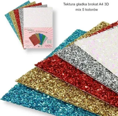 Immagine prodotto di Cartone A4 liscio 3D glitter 5 colori