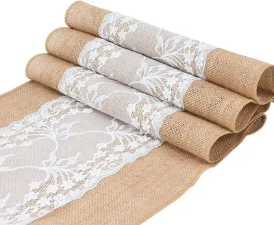 Obrázek produktu pro Ibenzoa® jutový ubrousek s krajkou, 30 cm x 10 m – retro-rustikální design pro svatbu, oslavu a stolní dekoraci