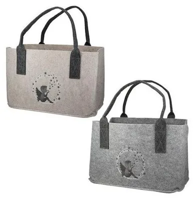 Produktbild von Einkaufstasche „Engel“, Filz, 20 × 40 × 26 cm, Beige/Hellgrau sortiert