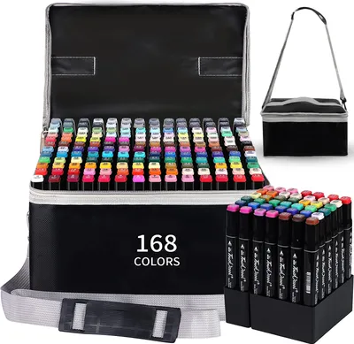 Produktbild von Graffiti Stifte, Textmarker, Dual Tip Sketch Marker, 168 Farben Permanent Marker Stifte Set, für Design, Zeichnen, Graffiti, Erwachsene Färben, Manga