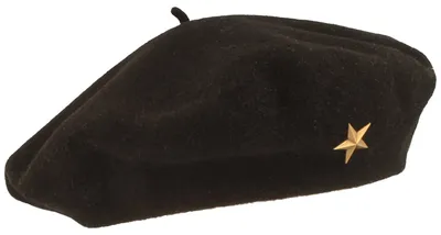 Produktbild von Laulhere französische Baskenmütze mit Stern-Pin aus Wolle, schwarz, Gr. 56/M