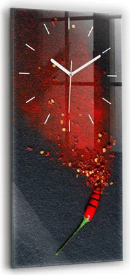 Produktbild von Wallfluent Wanduhr – Stilles Quarzuhrwerk - Uhr Dekoration Wohnzimmer Schlafzimmer Küche - Zifferblatt mit Strichen - weiße Zeiger - 30x60 cm - Rotes Pfeffergewürz