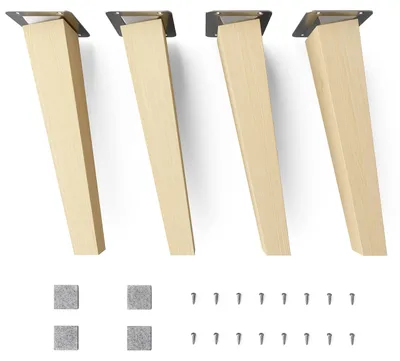 Möbelfüße Buchenholz 25 cm, quadratisch, schräg, 4 Stück