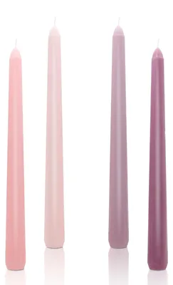 Taperkerzen mit Farbverlauf, tropffrei, 4 Stück, rosa-lila, 25 cm