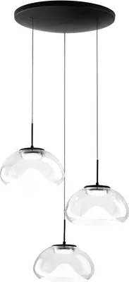 Produktbild von Brena - Fabas Luce 3-flammige runde Pendelleuchte - 30 W dimmbare LED - Transparente runde Deckenrosette d. 35 cm