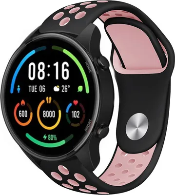 Produktbild von Strap-it Xiaomi Mi Watch Sportarmband (Schwarz/Rosa)