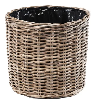 Produktbild von Kobolo Übertopf DURO 40 cm Dm. rund aus Rattan mit Folie - Pflanzkorb Pflanzschale Pflanztopf Pflanzschale Pflanzen Blumenkorb Flechtkorb Garten Deko
