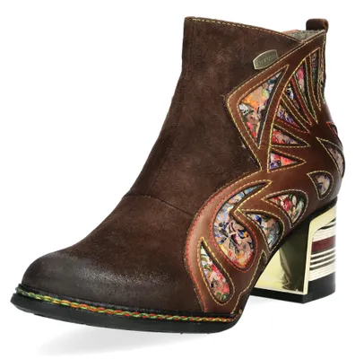 Produktbild von Laura Vita Damen Stiefelette mit Cut-Outs Blockabsatz IDCORAO 11, Größe:37 EU, Farbe:Braun