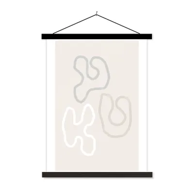 Produktbild von MuchoWow® Textilposter Minimalismus - Linienkunst - Formen 40x53 cm mit schwarzem Rahmen - Abbildung