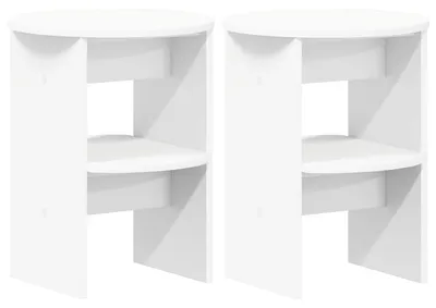 Image de Meuble d'appoint 2 pcs Blanc Ø40 x 50 cm Bois d’ingénierie