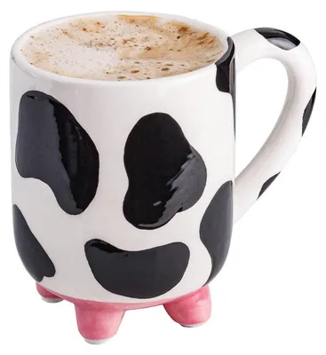 Productafbeelding van Koffiemok met koeienmotief en uier, keramiek, 425 ml, grappig cadeau-idee