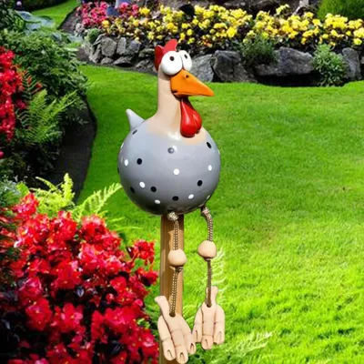 Immagine prodotto di Figura decorativa a forma di gallo, realizzata in resina grigia, ideale per l'esterno e per il balcone