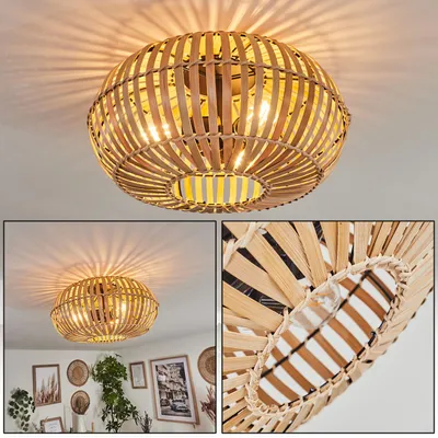 Produktbild von Aidone moderne Deckenlampe aus Metall/Bambus in Schwarz/Natur