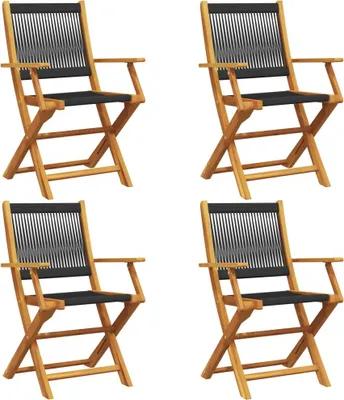 Image de vidaXL Chaises de jardin 4 pcs. Pliable Noir Bois massif Acacia
