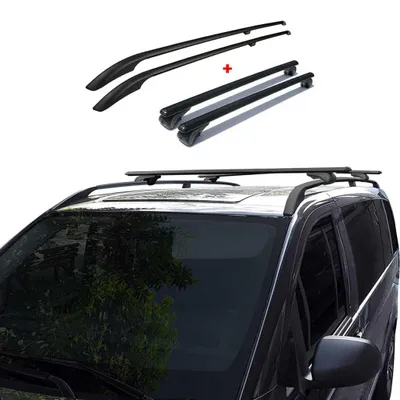 Immagine prodotto di Set barre portatutto + portapacchi per VW Caddy 2003-2015 L2 lungo in alluminio nero 4 pezzi