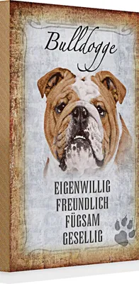 Produktbild von Holzschild Spruch 20x30cm Bulldogge Hund gesellig