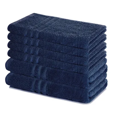Produktbild von Lavea® 6-teiliges Handtuch Set Elena, 100% Baumwolle - 4x Handtücher 50x100 cm, 2x Duschtücher 70x140 cm, Handtücher Set - Navy