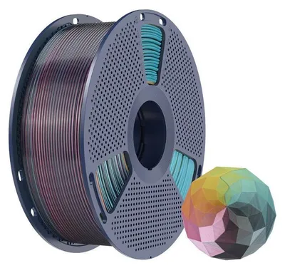 Image de Filament Sunlu PLA+ Silk à quatre couleurs, 1,75 mm, 1 kg - Couleurs : rouge, jaune, vert, noir